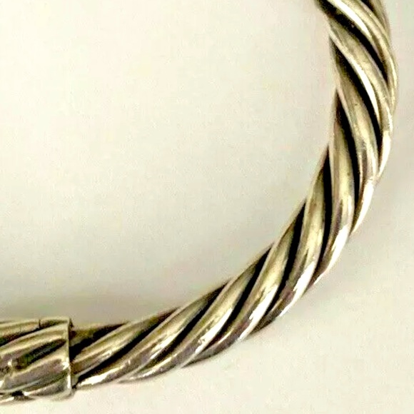 Samuel B. 5mm Sterling Silver 14K Gold Peridot Hinged Cable Cuff - Picture 7 of 11